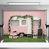 Lofaris Baby Pink Motor Home Floral Sweet Wedding Backdrop